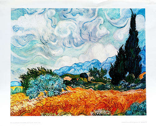 Vincent Van Gogh Print-B1016 Cypress Trees, 1889 TaTe Gallery, London