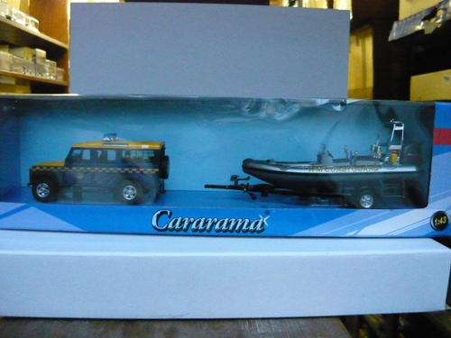 Land Rover Defender & Inflatable , Cararama , 1/43 Scale , Mint in box