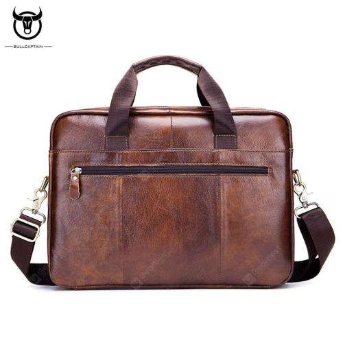 **GENUINE LEATHER** Bull Captain slung business laptop bag.