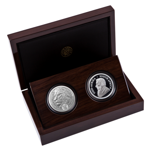 *MINT-MARKED KRUGERRAND** Two coin silver Proof Krugerrand and Big 5 Lion Set