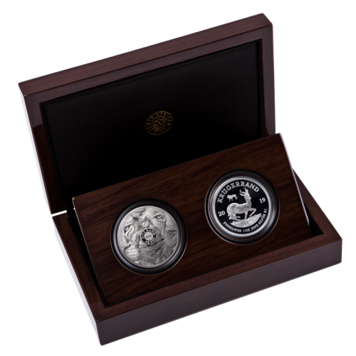 *MINT-MARKED KRUGERRAND** Two coin silver Proof Krugerrand and Big 5 Lion Set