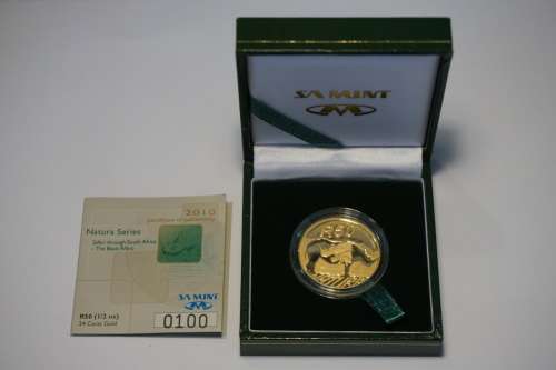 Natura Black Rhino 1/2 oz gold coin (24 carat)