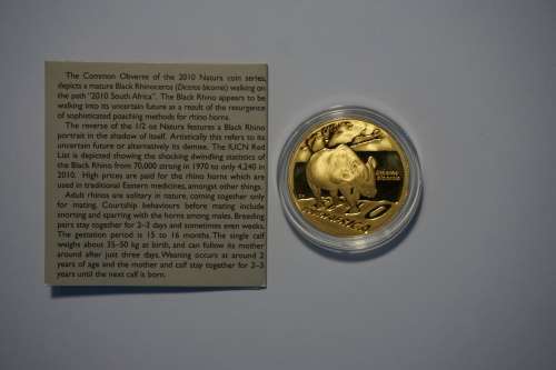 Natura Black Rhino 1/2 oz gold coin (24 carat)