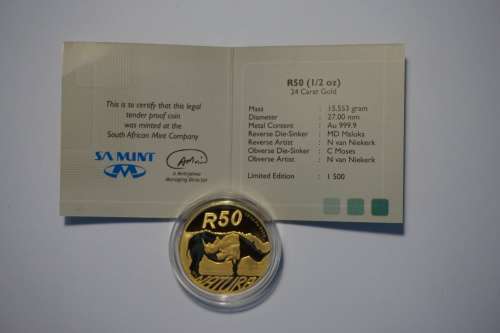 Natura Black Rhino 1/2 oz gold coin (24 carat)