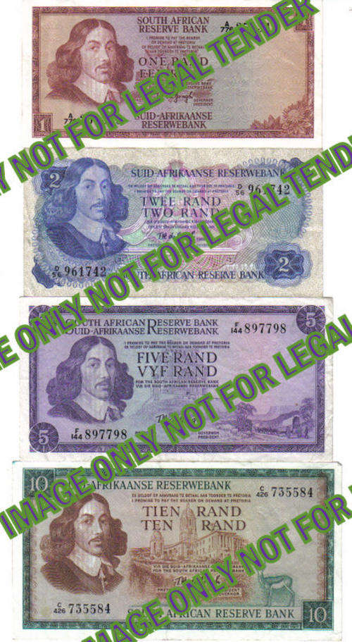 R1, R2, R5 AND R10 NOTES TW de JONGH (BID FOR THE COMPLETE SET)