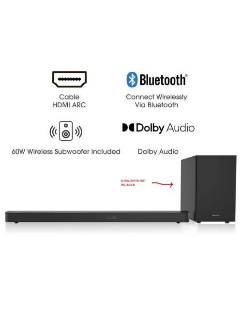 ***MAD DEALS***HI-SENSE 2.1CH 120W SOUNDBAR***AS NEW***RETAIL DEMO ITEM***NO SUBWOOFER***