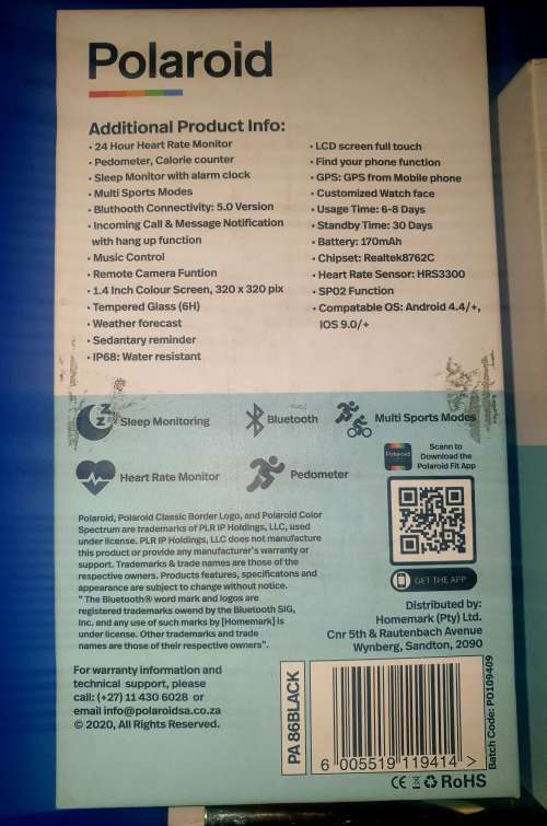 ***Polaroid PA86 Fit Active Watch - Black***NEW***IN BOX***DEMO ITEM NEVER USED***