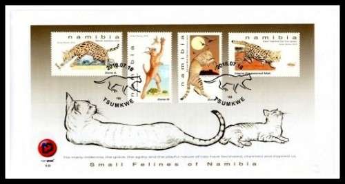 Namibie / Namibia 2018 - KLEINE KATTE(N) / SMALL FELINES FDC 6.32 EERSTE DAG KOEVERT !!!