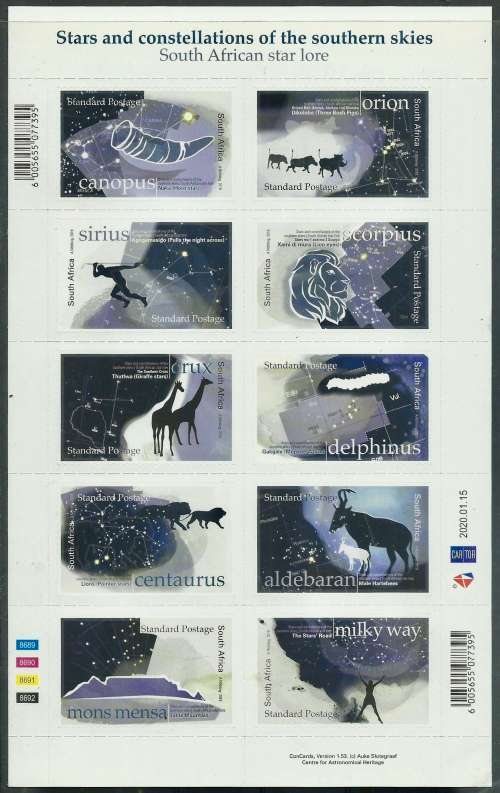 Suid-Afrika / South Africa 2020 - STERRE(N) / STARS  Sheet - MNH - Posvars - Postfris !!! SPACE