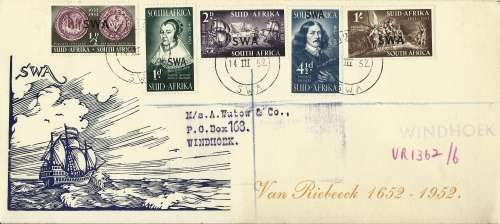 Suid-Wes-Afrika / S.W.A. 1952 DUTCH LANDING JAN VAN RIEBEECK on FDC / Eerste Dag Koevert ! CLEAN !!!