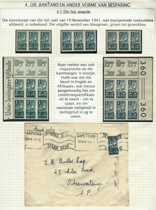 Suid-Afrika / South Africa 1942 1943  OORLOGSINSPANNING / WAR EFFORT reduced MINT / ONGEBRUIK(T) !!!