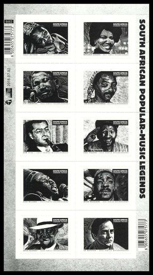 Suid-Afrika / South Africa 2015 - POPULERE MUSIKANTE II / POPULAR MUSICIANS II Sheet MNH - Postfris