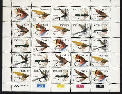 Transkei 1980 FISHING FLIES / VISVLIEGIES Sheet !!! SACC 65-69 U/M !!!! Posvars !!!