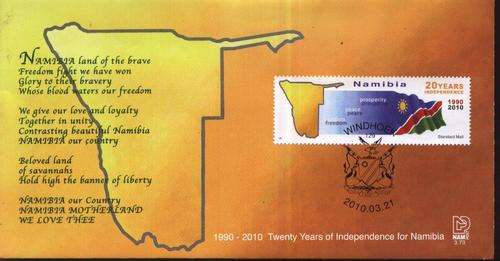 Namibie 2010 Twenty years of Independence / Onafhankelikheid !!! FDC - Eerste dag koevert !!!