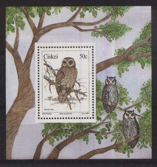 Ciskei 1991 - OWLS / UILE - (Birds) - Min.Sheet - SACC 186a - U/M - Posvars ! Fauna !