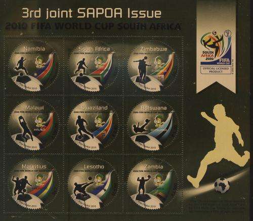 FIFA 2010 SAPOA Sheet 9 country's Namibie-Botswana-Mauritius-Lesotho-Swazieland - SCARCE !!! U/M !