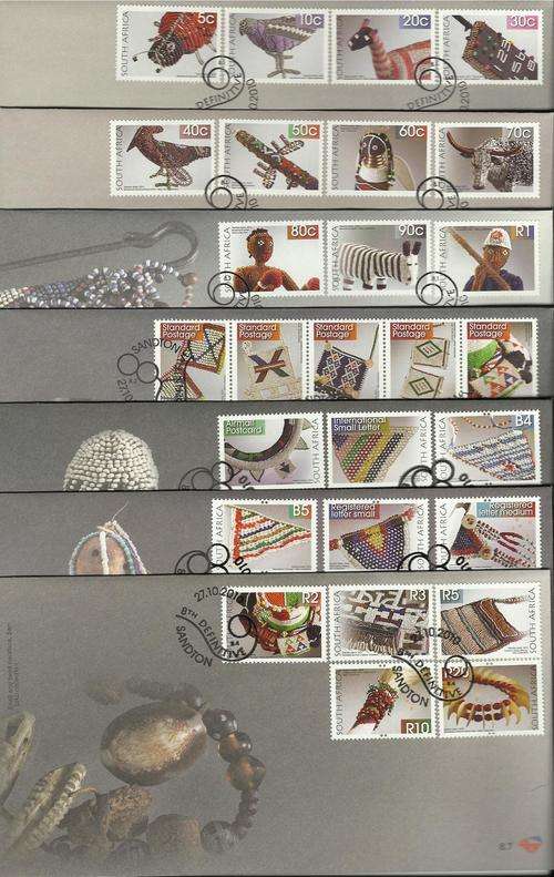Suid-Afrika 2010 - VASTE REEKS / Defin set on 7 FDC's SACC 8.1-2-3-4-5-6-7 !!! Eerste Dag Koeverte !