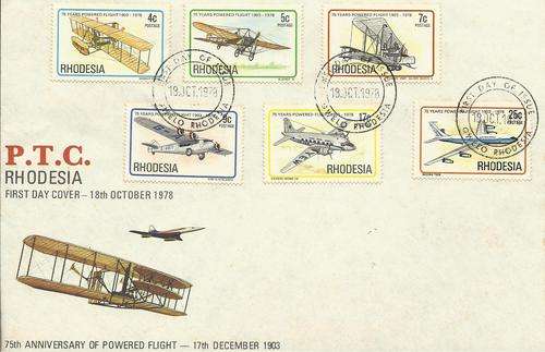 Rhodesie / Rhodesia 1978 - AVIATION - Powered Flight set (6) - Airplanes on FDC !!!