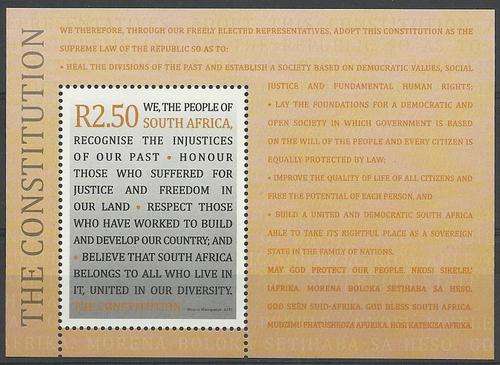 Suid-Afrika 2011 -  The Constitution / Die Grondwet - Miniature Sheet - U/M !!! Posvars !!!