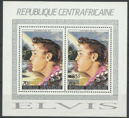 Central African Republic 1987 - ELVIS Presley Min.Sheet ! (with one OVERPRINTED stamp) U/M !!!