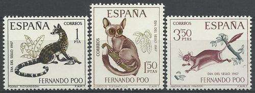 Fernando Poo (Spaans) 1967 - Small Animals set (4) Perfect U/M ! Posvars ! (Fauna).