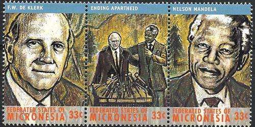 Micronesia 2000 - F.W. De Klerk en Nelson Mandela (Ending Apartheid) Strip of 3 - U/M - Posvars !