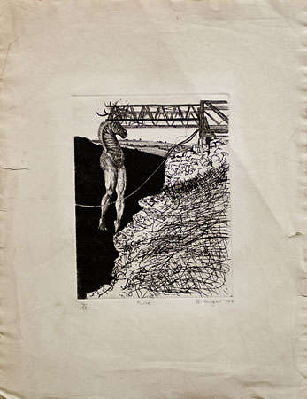 Braam Kruger (SA1950 - 2008) Etching "Pierre" signed in pencil dated '77