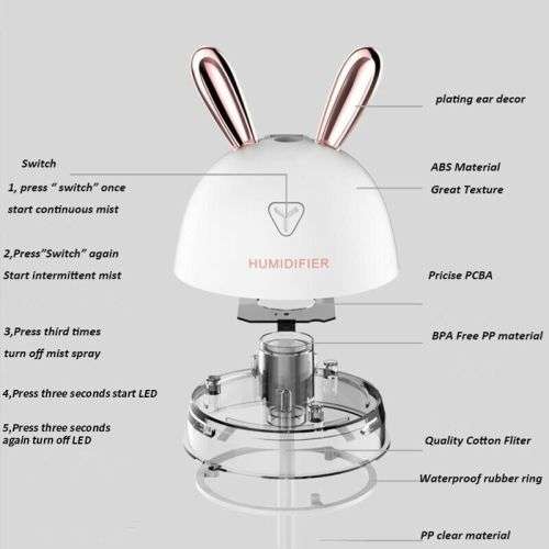 300ML Cute USB Mini Air Humidifier Essential Ultrasonic Oil Diffuser Portable