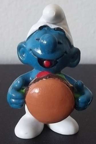 Original Vintage HAMBURGER Smurf !! Peyo 1983 HONG KONG !! HIGH VALUE !! 1983 !! Smurfs! VERY RARE!!