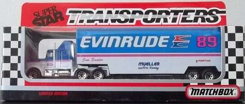 MATCHBOX TRANSPORTERS EVINRUDE RACING PETERBILT KENWORTH CY-104 !! 1992 ! RARE + Original Box !