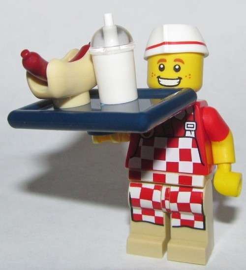 LEGO HOT DOG VENDOR (Number 6 of 16) SERIES 17 Minifigure !! Sealed In Unopened Packet !!