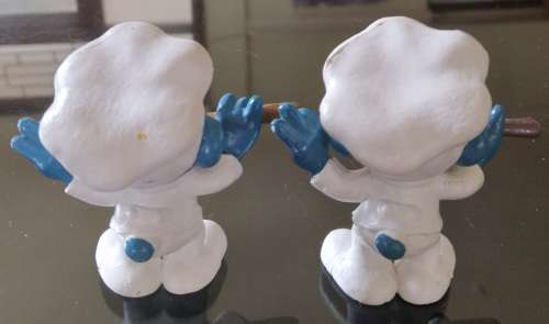 2 X Chef Smurfs ! Different Colour Variants ! 1980 W.Germany + Hong Kong! Smurf !Excellent Condition