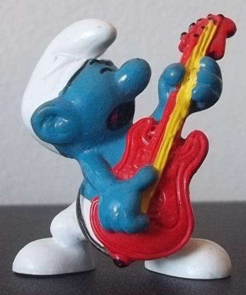 Original Vintage ROCK 'N ROLL GUITARIST SMURF ! Peyo W.Germany ! RARE !! Smurfs!