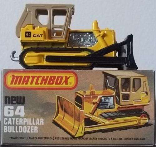 CATTERPILLAR BULLDOZER #64 !! 1979 ! RARE VARIANT !! LESNEY MATCHBOX !! + Original Box ! EXCELLENT !