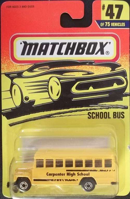 MATCHBOX #47 SCHOOL BUS (RARE CARPENTER HIGH VARIANT) ! MINT + Never Opened ! EXCELLENT !