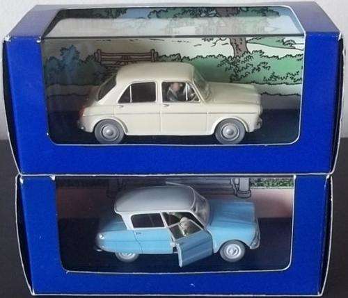 TINTIN LOT OF 2 VEHICLES !! CITROEN AMI 6 + 1960 MG 1100 ! RARE !! MINT + Original Boxes !! HERGE