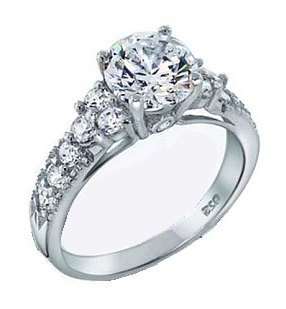 **SOLID STERLING SILVER**Stunning 1.75 Carat Cz Diamond Trellis Design Engagement Ring