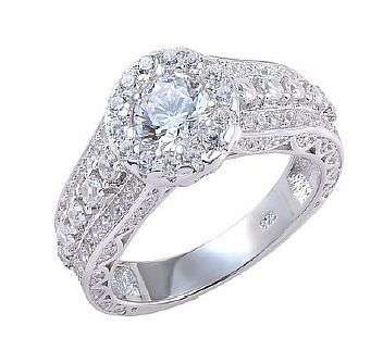 **NO RESERVE!**NEW DESIGN!!**STUNNING! SOLID .925 SILVER ROUND HALO ENGAGEMENT RING