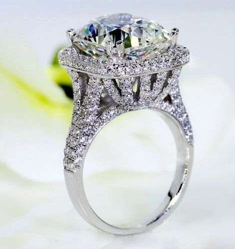 **SOLID STERLING SILVER** Stunning New Cushion Cut Halo Twin Column Engagement Ring