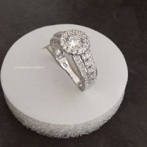 **SOLID STERLING SILVER**  Superb 2.68ct Halo Engagement Ring