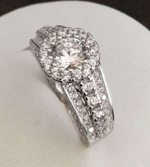 **SOLID STERLING SILVER**  Superb 2.68ct Halo Engagement Ring