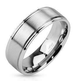 **FREE LOCAL SHIPPING!**NEW!! TWIN GROOVE BRUSHED FINISH SOLID STAINLESS WEDDING RING 9,11,12,1
