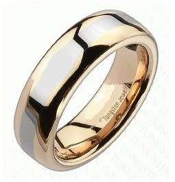 **FREE Shipping!** SUPERB SATIN SMOOTH SILVER STRIPE ROSE GOLD IP TUNGSTEN WEDDING RING 7