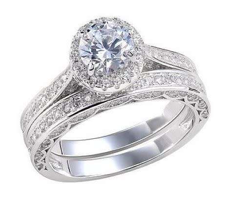 **Stunningly Intricate!** 2.0 Carat Cr Diamonds Designer Double Halo Vintage Design Wedding Ring Set