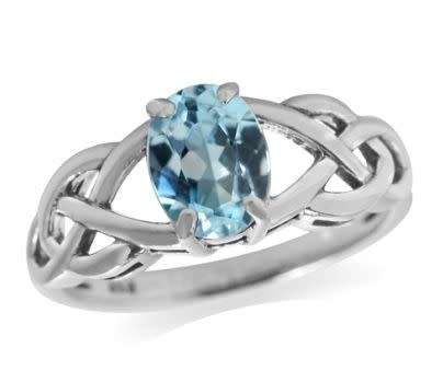 **SOLID STERLING SILVER!** Superb 1.5 ct. Large Genuine Natural Blue Topaz Celtic Stlye Ring 9