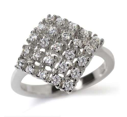 **SOLID STERLING SILVER!!**ELEGANT 2.12 Carat Octagon Cut CZ and Accents Ring