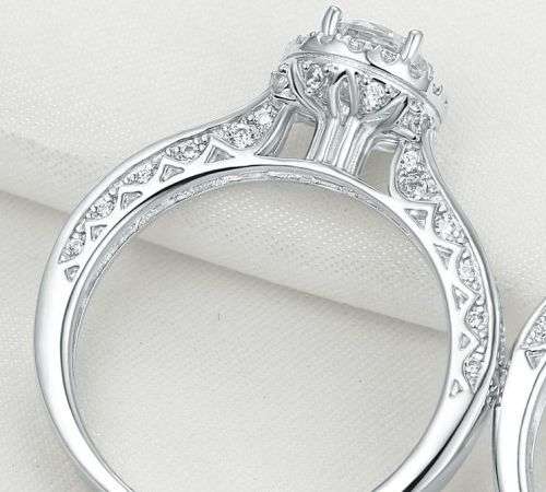 **Stunningly Intricate!** 1.90 Carat Designer Double Halo Vintage Design Wedding Ring Set