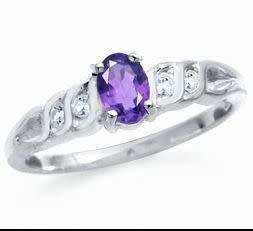 0.35 Carat Genuine African Amethyst Ring in SOLID STERLING SILVER