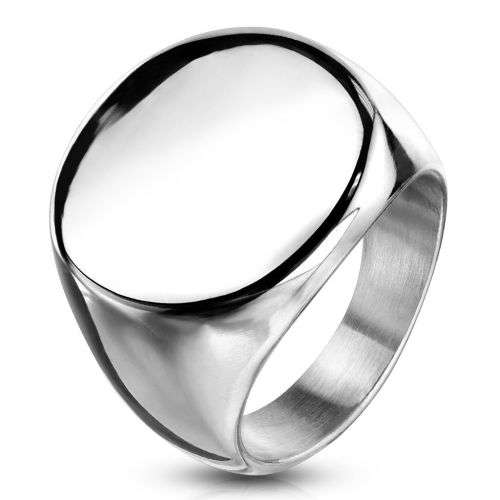 **FREE SHIPPING** Mens Round Signet 316L Stainless Steel Ring