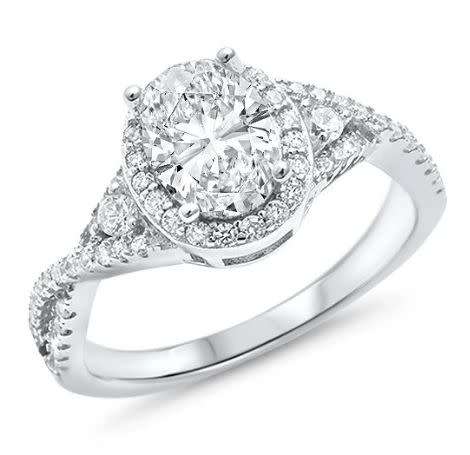 Solid Sterling Silver *New!**Oval Halo Crossover Prong setting engagement ring